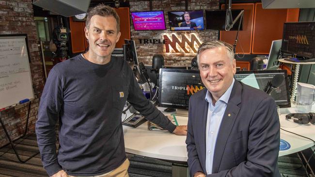 Luke Darcy and Eddie McGuire teamed up on Triple M breakfast. Picture: Tim Carrafa