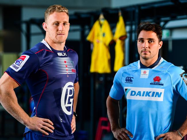 Wallabies Reece Hodge (Melbourne Rebels) and Nick Phipps (NSW Waratahs) return to their franchises this week after the Ireland Series. The Rebels and Waratahs contest the Weary Dunlop Shield when they meet for the week 17 clash in Melbourne on Friday night. Photo by rugby.com.au/Stuart Walmsley.