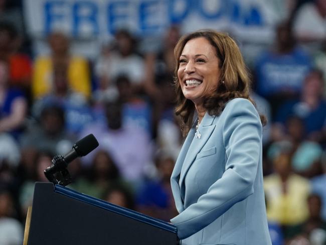 Kamala Harris at a campaign event last month. Picture: Elijah Nouvelage (AFP)