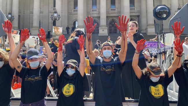 Protesters say the government has blood on its hands. Picture: Valeriu Campan