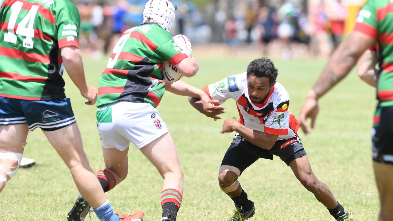 RUGBY LEAGUE - A DAY AT THE PARK: Bluff Rabbitohs' Nixon Will with the ball