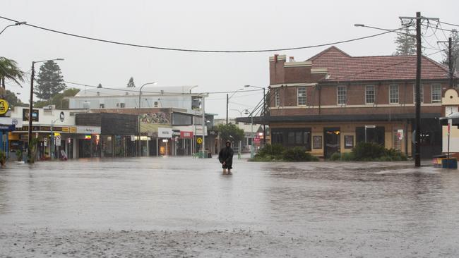 Flooding in the main street of Byron Bay on March 30. Picture: NCA NewsWire / Danielle Smith