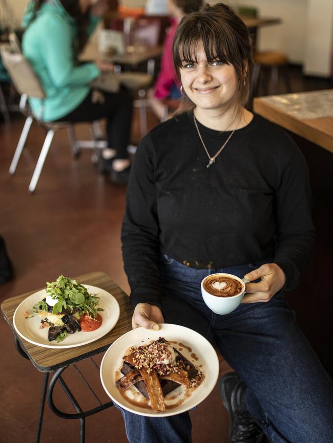 Roisin Abberton barista at Straight Up Coffee and Food in Hobart. Picture: EDDIE SAFARIK