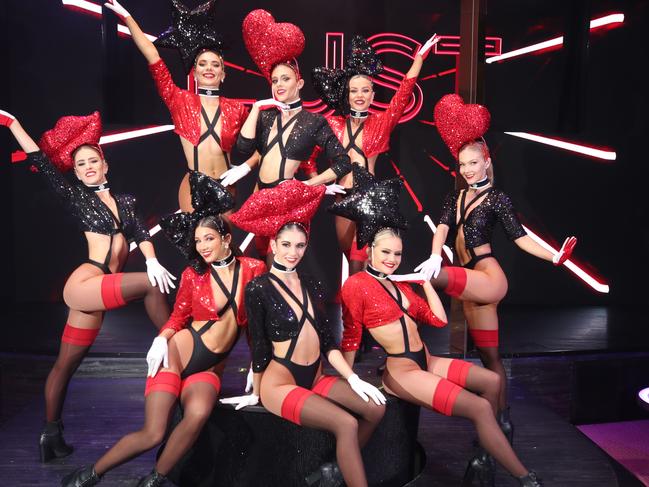 Pink FlamingoÃs new all-female spectacular LUST will marry the Parisian glamour of the Moulin Rouge and the risque appeal of the Crazy Horse cabaret club . Dancers practice in their new costumes. Picture Glenn Hampson (if you need names send pic to Portia)