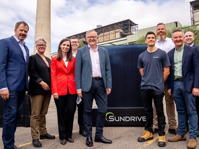 Prime Minister Anthony Albanese, and Chris Bowen Minister for Climate Change and Energy pictured at the The Liddell Power station. Australian company Sundrive announced they would move to begin making Aussie-made solar panels on the same site, employing more people than the power station did. The world’s climate emergency is Australia’s jobs opportunity and our regions will be at the centre of the job creation. Picture: X / @AlboMP