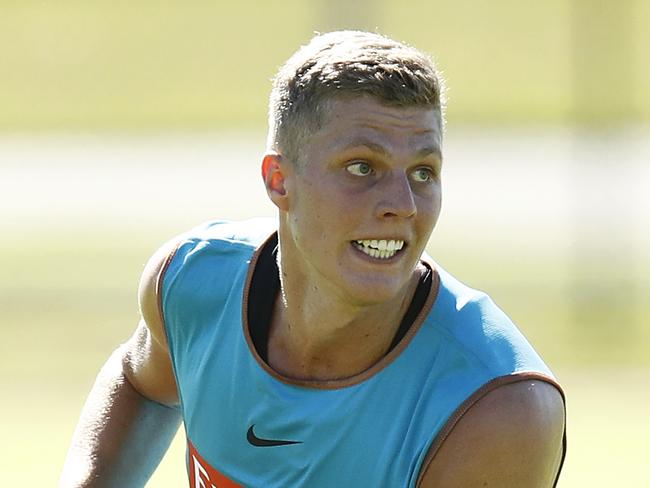 MELBOURNE, AUSTRALIA - JANUARY 08: Will Kelly of the Magpies in action during a Collingwood Magpies AFL training session at Holden Centre on January 08, 2021 in Melbourne, Australia. (Photo by Daniel Pockett/Getty Images)