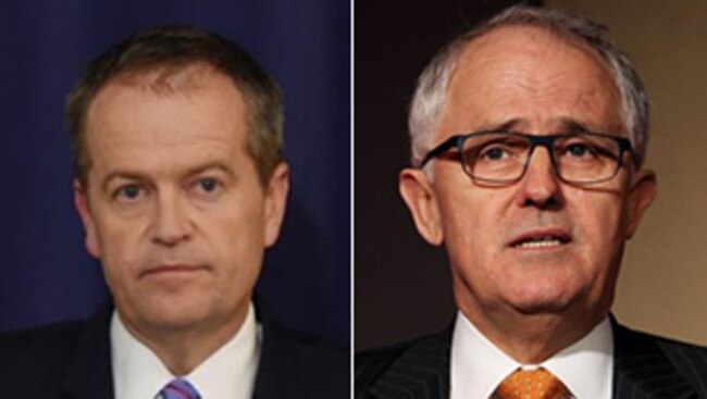 Malcolm Turnbull remains the preferred Prime Minister over Bill Shorten (left).