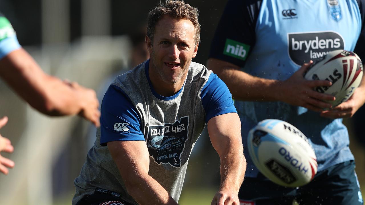 Mark Gasnier was called into the Blues camp to help out with the centres. Picture: Brett Costello