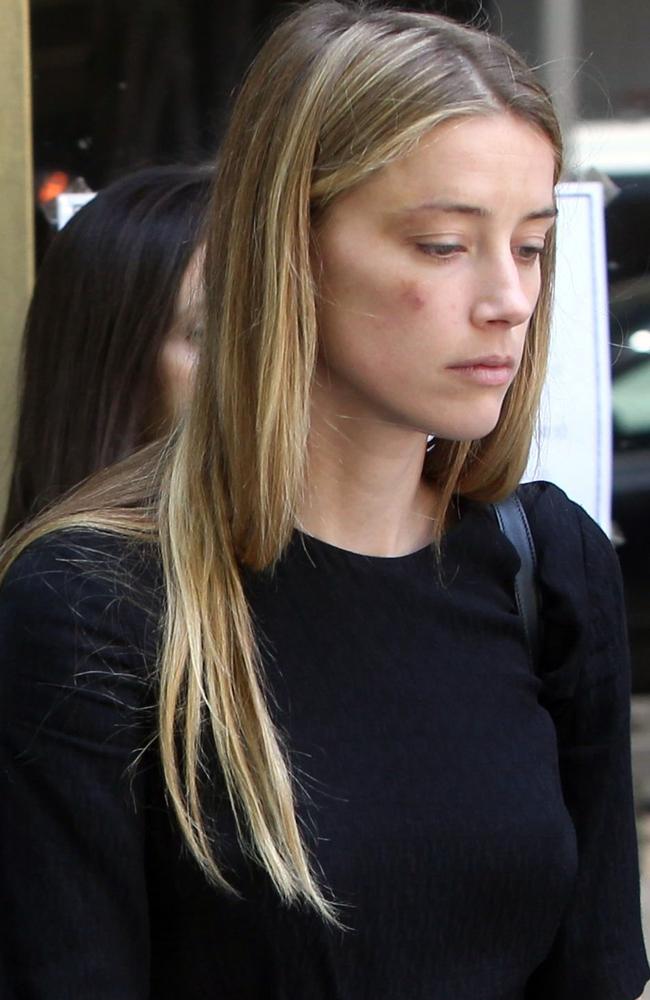 Amber Heard, pictured on May 27 leaving a Los Angeles court after alleging ex Johnny Depp had physically assaulted her. Picture: Splash