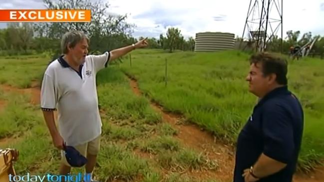 Frank Pangallo and a witness during a Today Tonight report on the case.