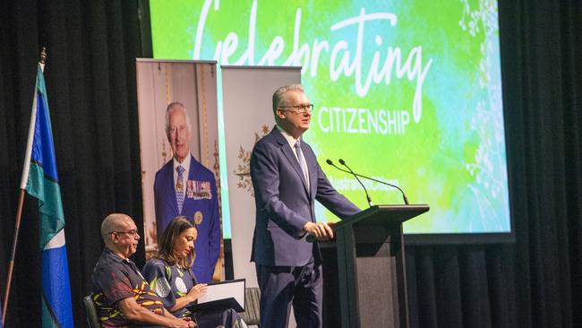 Federal Minister Tony Burke at the citizenship ceremony at Sydney Olympic Park. Picture: NewsWire / Jeremy Piper