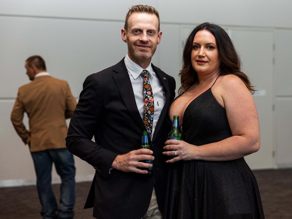 Aaron Wakeley and Natasha Waters at the 2025 NTCA and AACo Gala Dinner at the Darwin Convention Centre. Picture: Pema Tamang Pakhrin