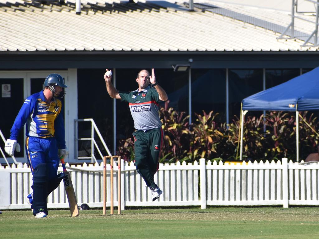 Jordan Gray-Knight bowling for Walkerston Cricket Club against Souths Cricket Club, January 15, 2022