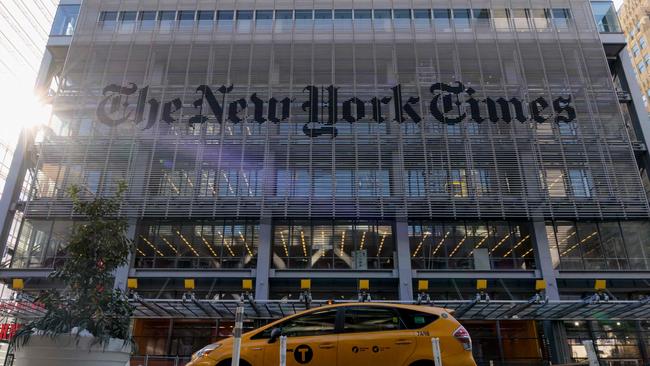 The New York Times Building in New York City. (Photo by ANGELA WEISS / AFP)