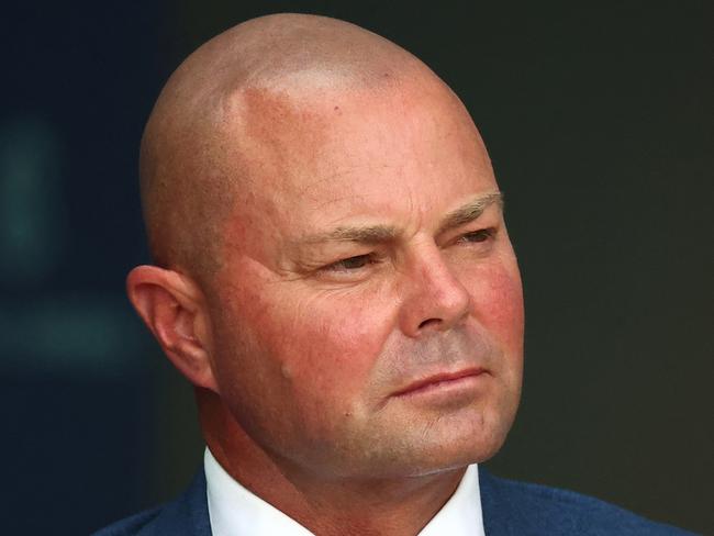 SYDNEY, AUSTRALIA - FEBRUARY 24: Trainer Matthew Dunn looks on prior to Race 2 TAB Highway during "Silver Slipper Stakes Day" - Sydney Racing at Rosehill Gardens on February 24, 2024 in Sydney, Australia. (Photo by Jeremy Ng/Getty Images)