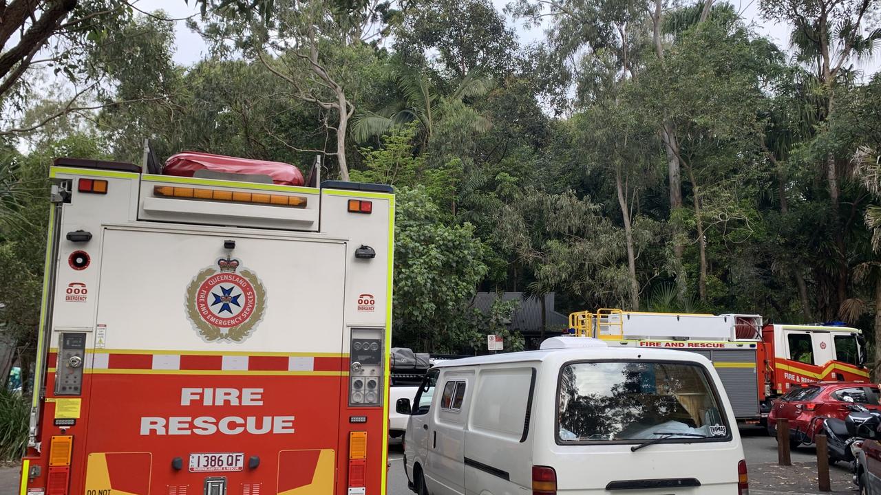 Emergency services have rushed to Tea Tree Bay at Noosa National Park where a person has fallen 8m from a cliff.