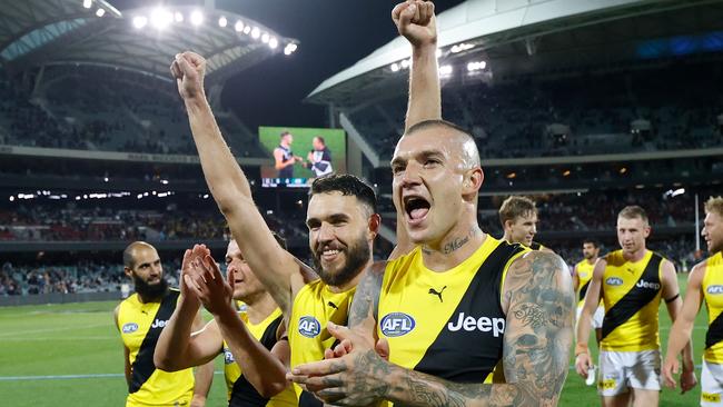 Dustin Martin previously said he wanted to win a grand final with his dad watching in the grandstand. Photo by Michael Willson/AFL Photos via Getty Images.