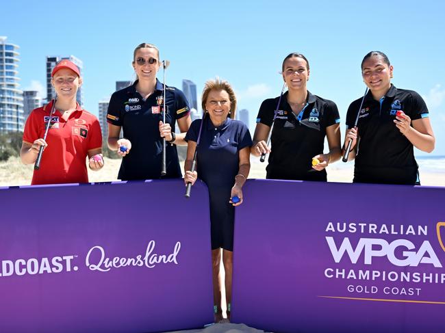 Tara Harrington, Taylor Smith, Donna Gates, Georgia Gray and Ivana Lolesio at the 2025 Australia WPGA Championship Beach Bunker Challenge, Gold Coast, Queensland, Australia, Monday, 24th February, 2025.