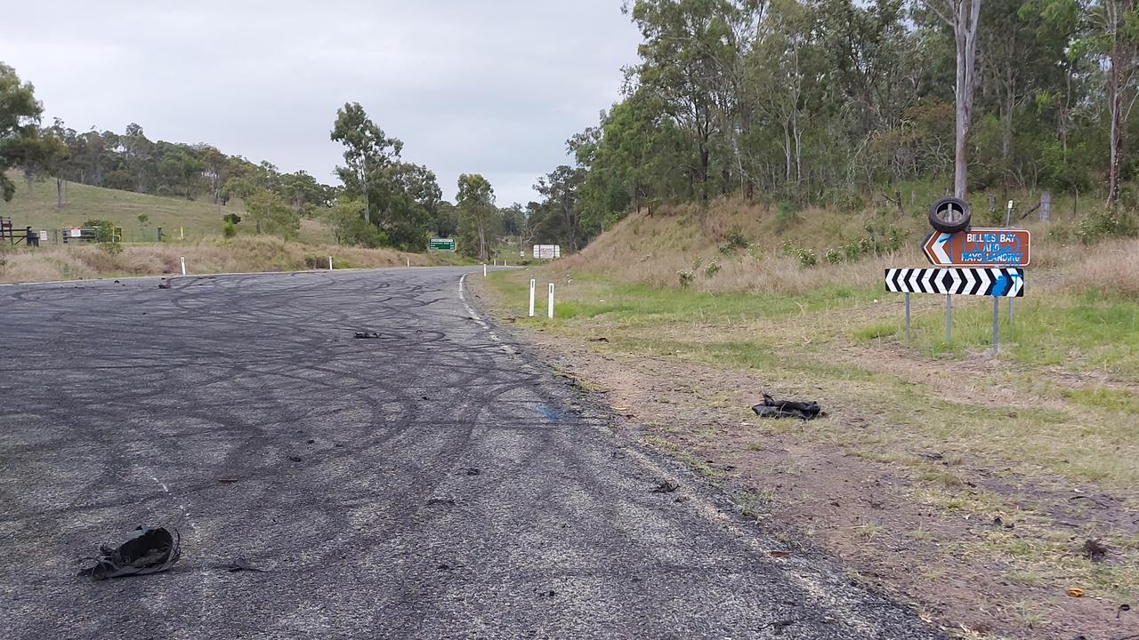 Hoons leave tyres and graffiti at Mount Glorious T Junction almost every weekend.