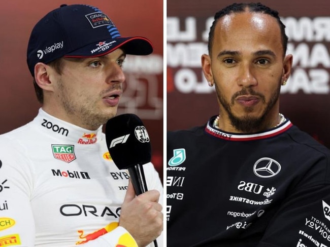 Max Verstappen and Lewis Hamilton. Photos: Getty Images