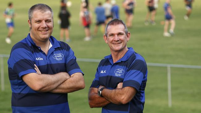Love of the Game. ltr Tony Casey (president) and Wayne Treleaven (coach) of the Normanby RLFC.