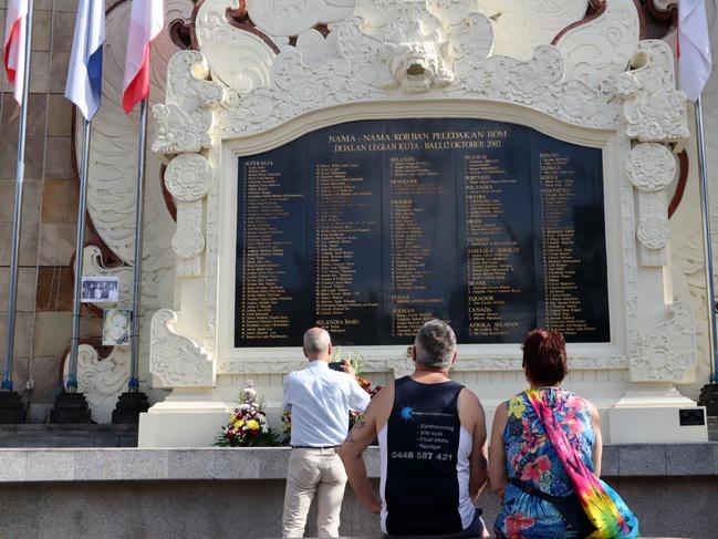 Australian tourists visit the Bali bombing memorial in Legian, Kuta. Picture. Lukman S. Bintoro