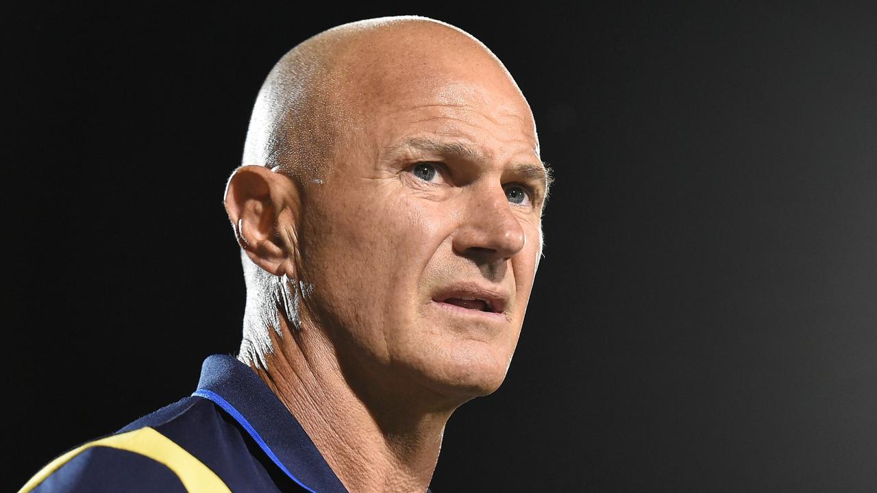 MACKAY, AUSTRALIA - SEPTEMBER 18: Coach Brad Arthur of the Eels looks on prior to the NRL Semifinal match between Penrith Panthers and Parramatta Eels at BB Print Stadium on September 18, 2021 in Mackay, Australia. (Photo by Matt Roberts/Getty Images)