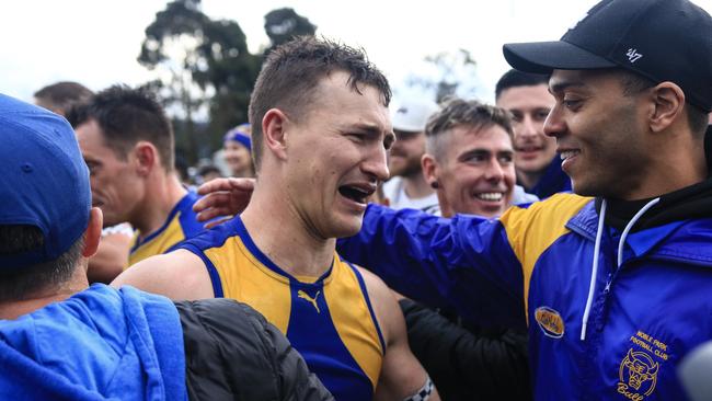 An emotional Kyle Martin after the match. Picture: Davis Harrigan