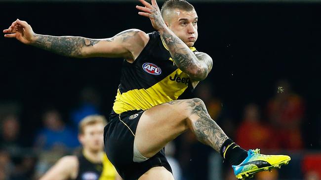 Dustin Martin is a super kick — but they don’t always come off.