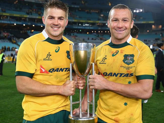 Drew Mitchell and Matt Giteau are happy to be back with the Wallabies.