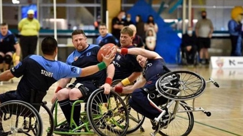 Richard Davis playing wheelchair basketball. Picture: Supplied