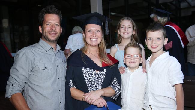 Justin, Stephanie, Madelyn, Samuel and Benjamin Parker celebrate graduation. Picture: Alan Barber