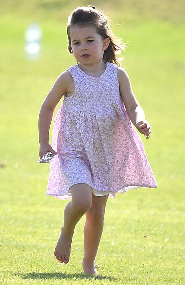 Charlotte was seen having fun running around the polo grounds. Picture: James Whatling / Mega