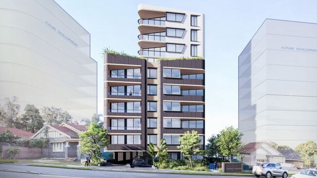 Plans have been revealed for a 10-storey apartment building will include 24 units, three levels of basement parking, landscaping and communal open space. Picture: Loucas Architects