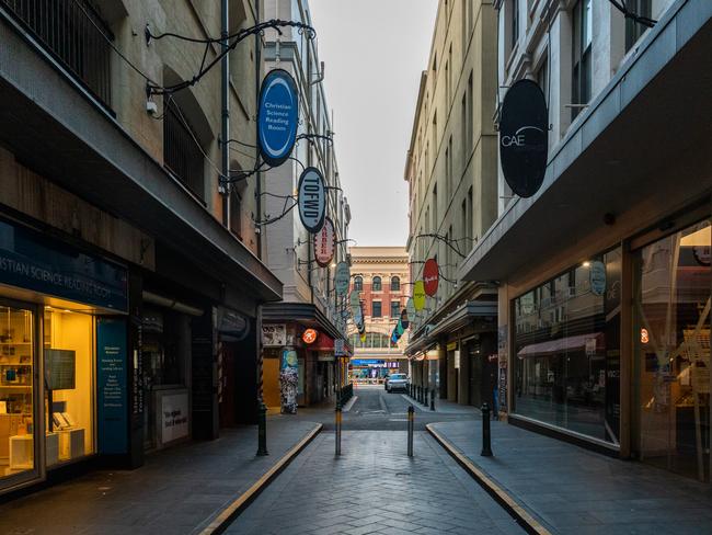 An empty Degraves Street. Picture: Getty