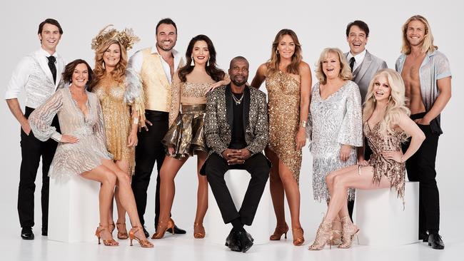 Dancing With The Stars cast Jimmy Rees, Cassandra Thorburn, Constance Hall, Miguel Maestre, Olympia Valance, Curtly Ambrose, Michelle Bridges, Denise Scott, Samuel Johnson, Courtney Act and Jett Kenney. Picture: Supplied/Network 10