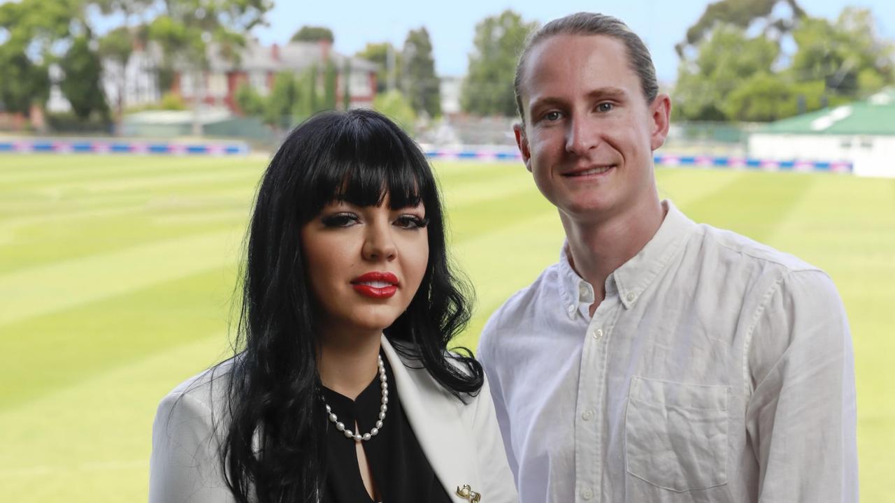 Former Melbourne player Guy Walker and insurance specialist Adriana Oreskov. Picture: Supplied