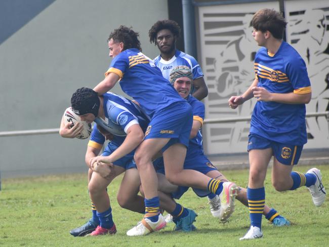 Northern versus South West, 16-18 years boys, at the Queensland School Sport rugby league state championships at Marley Brown Oval, Gladstone, on May 17, 2025.