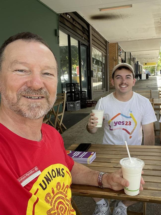 Young Labor's Left candidate Angus Haigh with Moreton MP Graham Perrett. Picture: Facebook