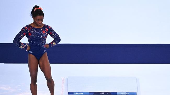 Biles in action before her withdrawal. Picture: Lionel Bonaventure/AFP