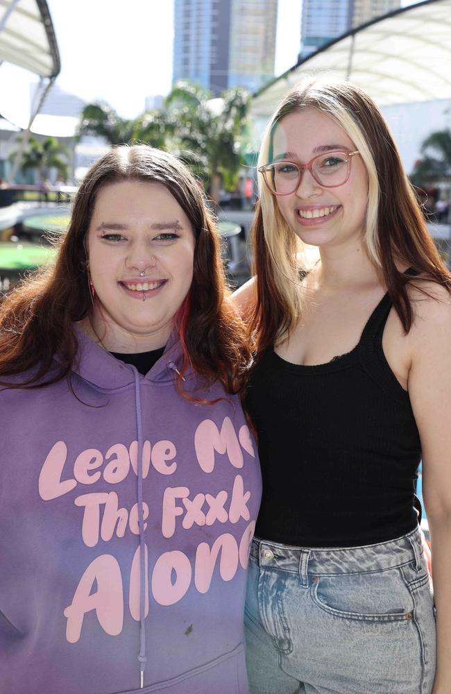 Liz Elvidge and Maddie Brack at Pacific Fair Beauty Weekend with Anna Paul. Picture, Portia Large.
