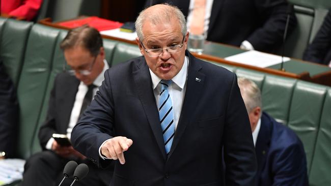 Scott Morrison in Parliament last October when he said he was appalled by Ms Holgate’s decision to reward four Australia Post executives with Cartier watches. Picture: AAP