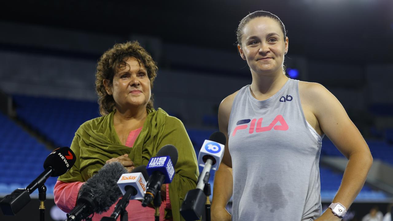 Evonne Goolagong Cawley and Ash Barty. Two Australian icons. Photo by Kim Landy/Getty Images.