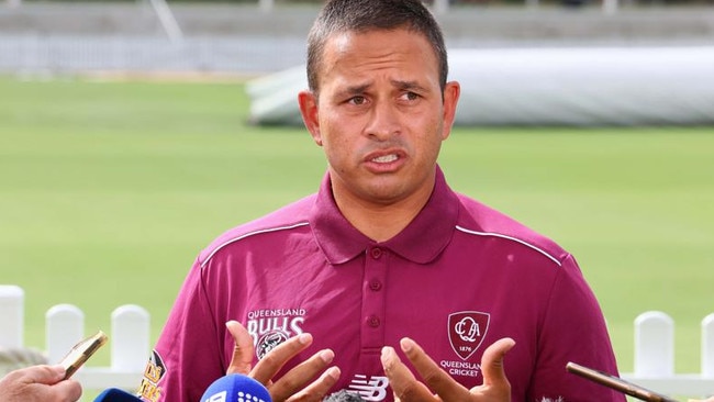 Usman Khawaja defended himself at a press conference last week at the Allan Border Field. Picture: Tertius Pickard