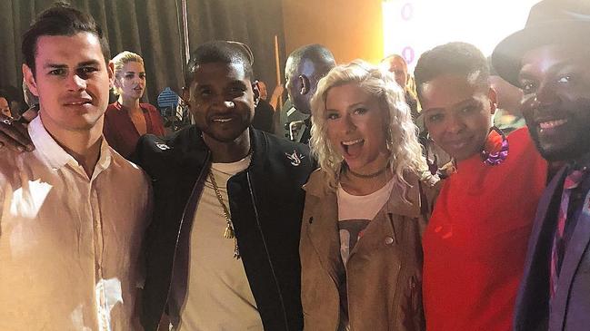 Singer Chriddy Black with Usher in LA for the Search For A Megastar in 2017. Photo: Instagram