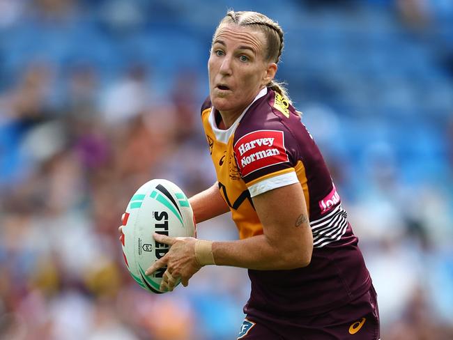 GOLD COAST, AUSTRALIA - SEPTEMBER 14: Ali Brigginshaw of the Broncos during the round eight NRLW match between Brisbane Broncos and Cronulla Sharks at Cbus Super Stadium on September 14, 2024 in Gold Coast, Australia. (Photo by Chris Hyde/Getty Images)