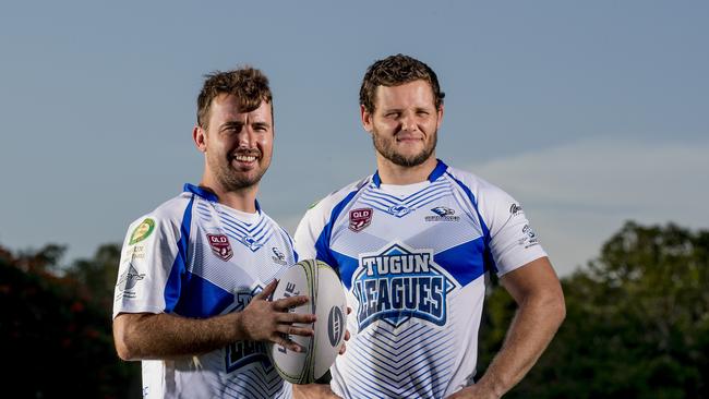 Tugun Seahawks’ Jacob Grant and Josh Harvey. Picture: Jerad Williams