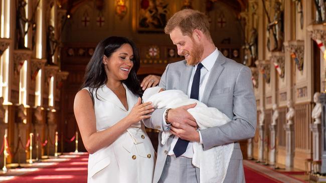 Harry and Meghan with Archie after he was born. Picture: Dominic Lipinski / POOL / AFP