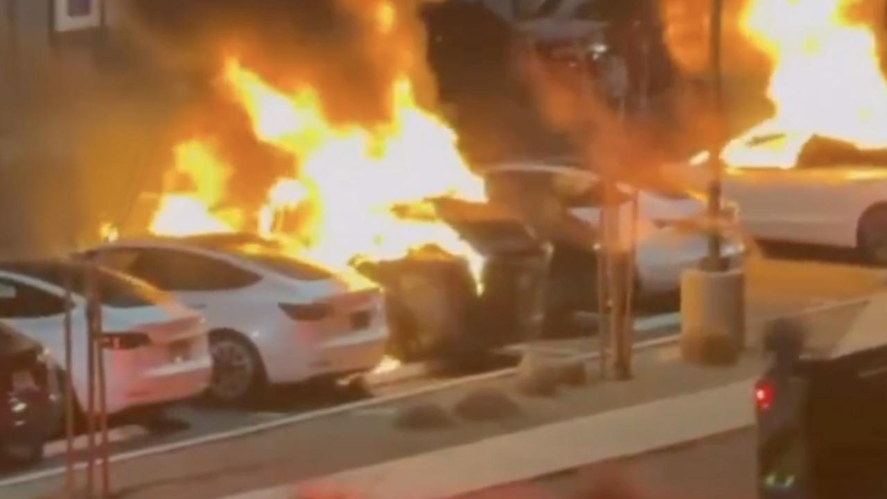 Teslas have been targeted by arsonists in the US. Picture: Supplied