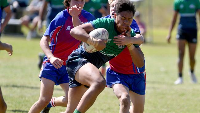 Queensland School Rugby League Championship Finals at Jack Manski Oval, Townsville. Met North's Peter Ben Uini, of Wavelll SHS, scores try. Picture: Evan Morgan